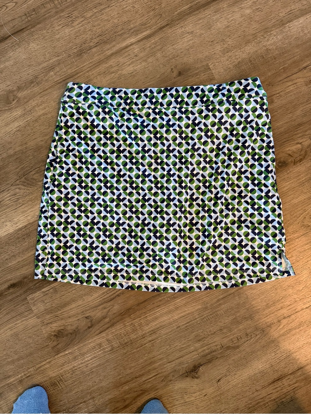 Izod Blue, Green & White Geometric Mini Skirt
